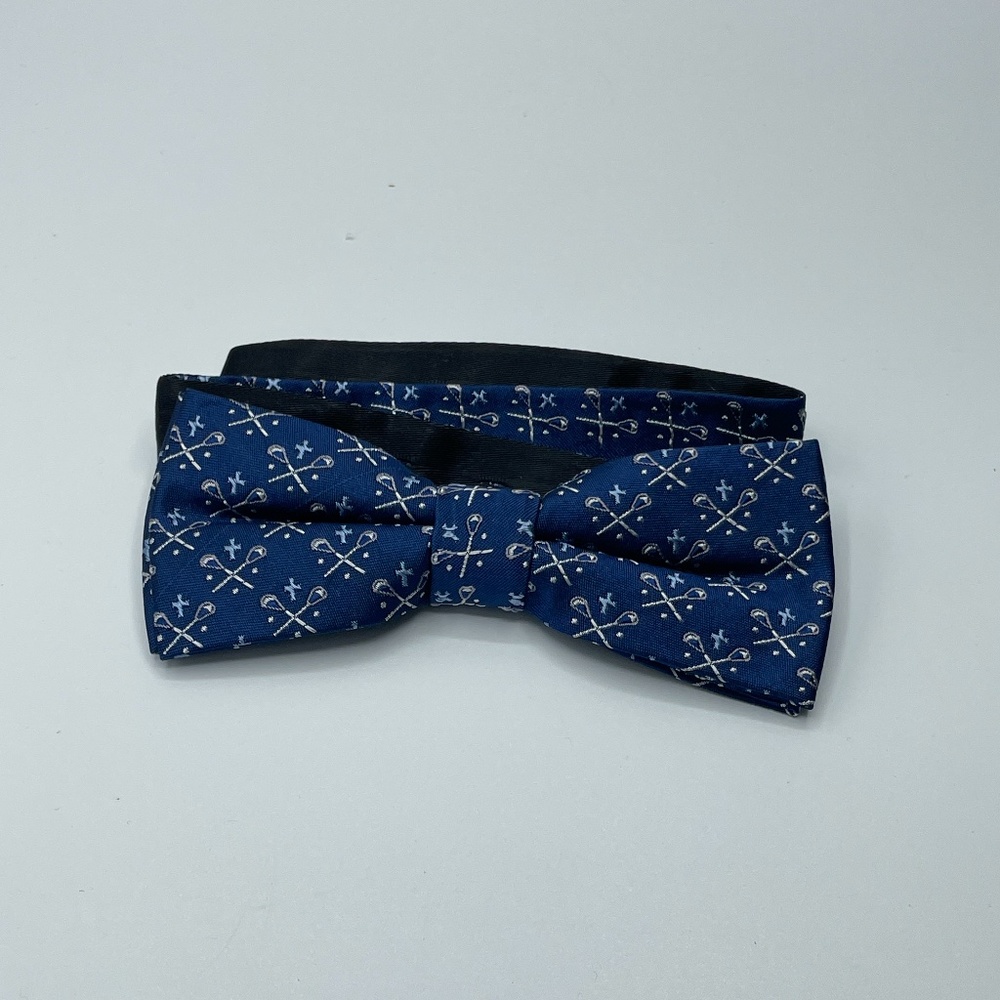 Lacrosse Bowties, lacrosse stick design, custom-made, navy and light blue